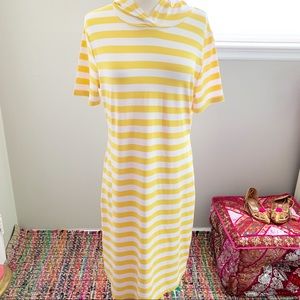Yellow & White Stripped Dress w/Hood